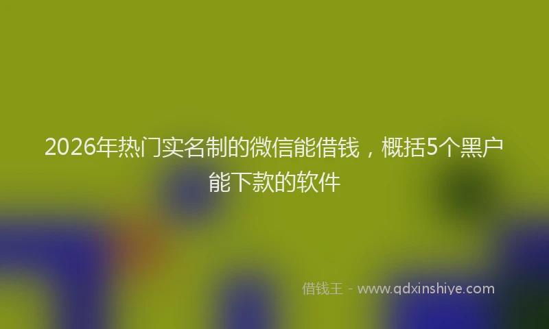 2026年热门实名制的微信能借钱，概括5个黑户能下款的软件