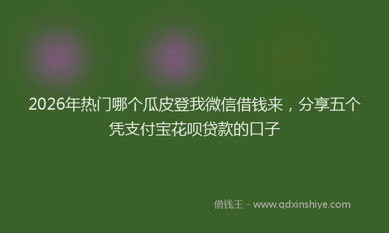2026年热门哪个瓜皮登我微信借钱来，分享五个凭支付宝花呗贷款的口子