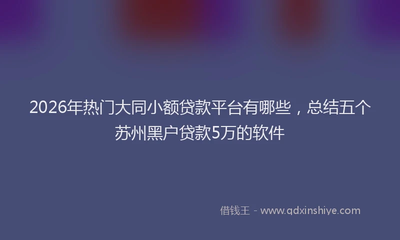 2026年热门大同小额贷款平台有哪些，总结五个苏州黑户贷款5万的软件