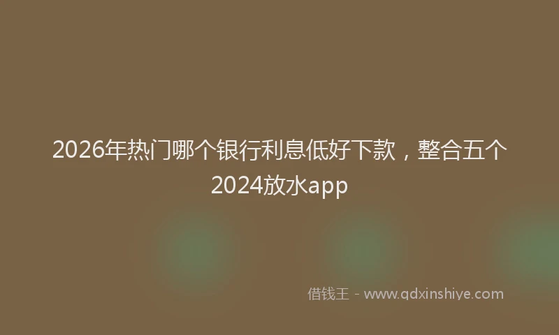 2026年热门哪个银行利息低好下款，整合五个2024放水app