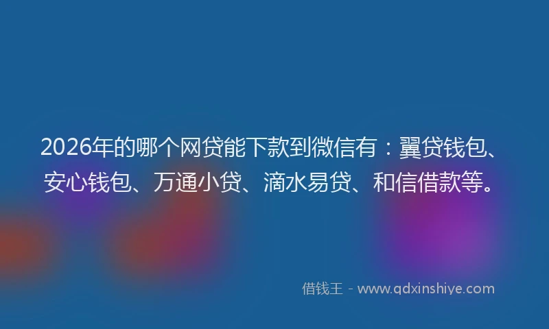 2026年的哪个网贷能下款到微信有：翼贷钱包、安心钱包、万通小贷、滴水易贷、和信借款等。