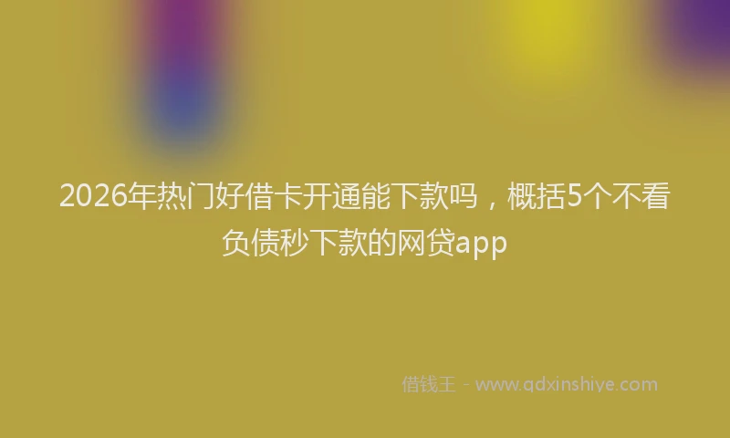 2026年热门好借卡开通能下款吗，概括5个不看负债秒下款的网贷app