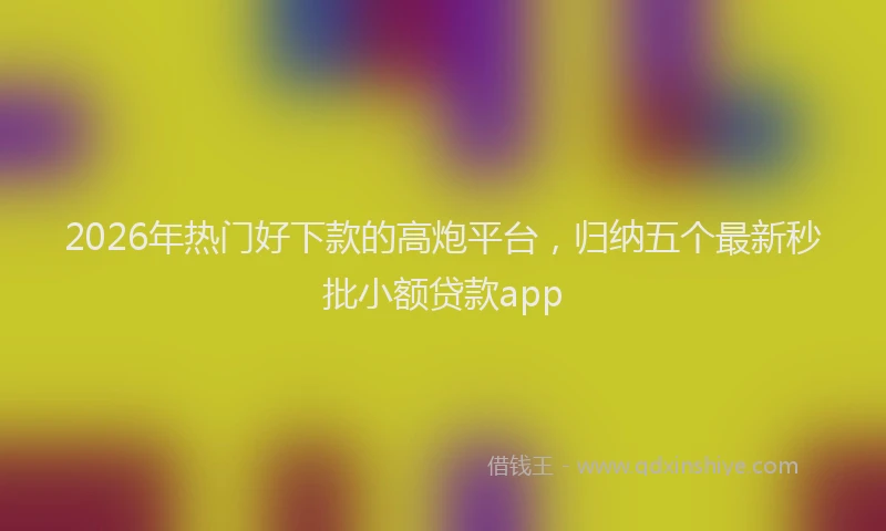 2026年热门好下款的高炮平台，归纳五个最新秒批小额贷款app