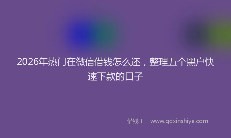 2026年热门在微信借钱怎么还，整理五个黑户快速下款的口子