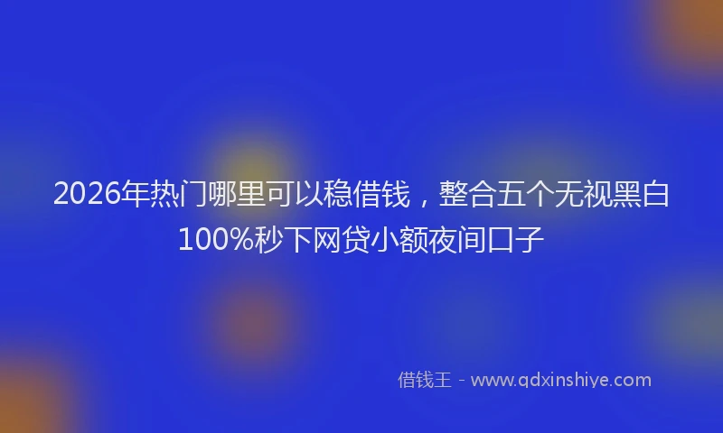 2026年热门哪里可以稳借钱，整合五个无视黑白100%秒下网贷小额夜间口子