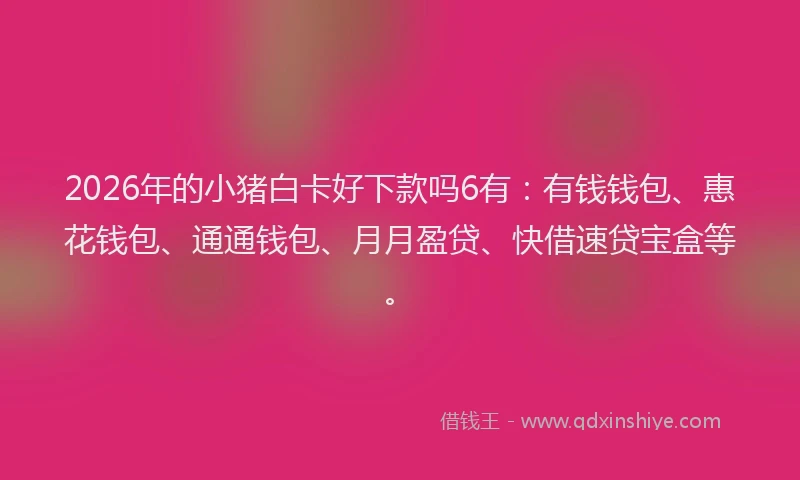 2026年的小猪白卡好下款吗6有：有钱钱包、惠花钱包、通通钱包、月月盈贷、快借速贷宝盒等。