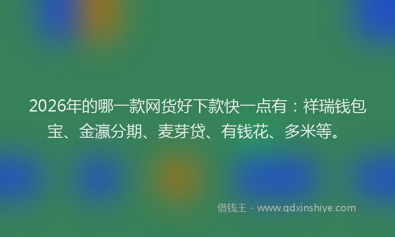 2026年的哪一款网货好下款快一点有：祥瑞钱包宝、金瀛分期、麦芽贷、有钱花、多米等。