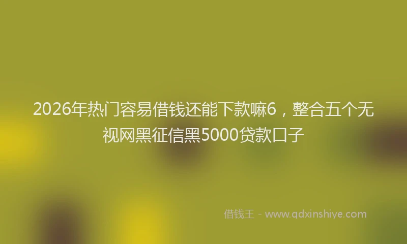 2026年热门容易借钱还能下款嘛6，整合五个无视网黑征信黑5000贷款口子