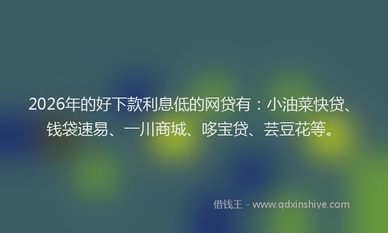 2026年的好下款利息低的网贷有：小油菜快贷、钱袋速易、一川商城、哆宝贷、芸豆花等。