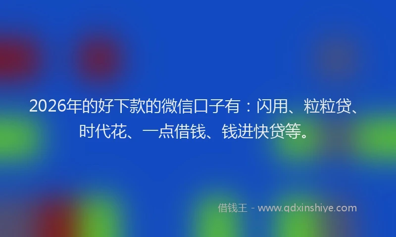 2026年的好下款的微信口子有：闪用、粒粒贷、时代花、一点借钱、钱进快贷等。