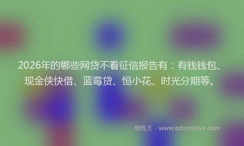 2026年的哪些网贷不看征信报告有：有钱钱包、现金侠快借、蓝莓贷、恒小花、时光分期等。