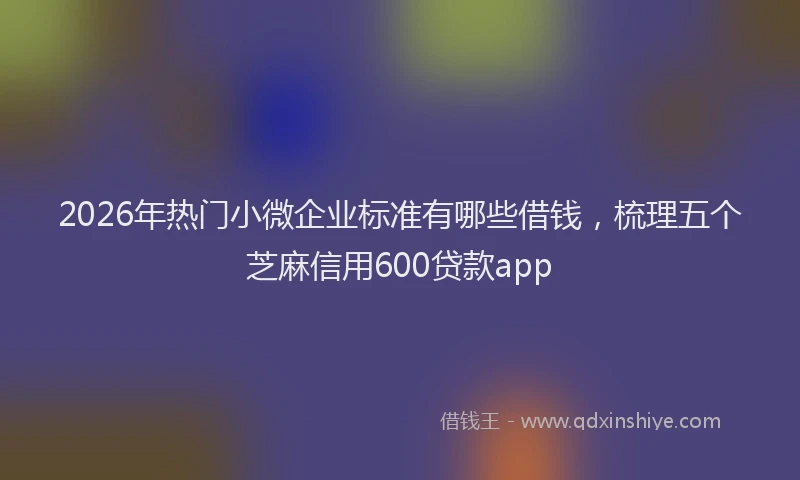 2026年热门小微企业标准有哪些借钱，梳理五个芝麻信用600贷款app