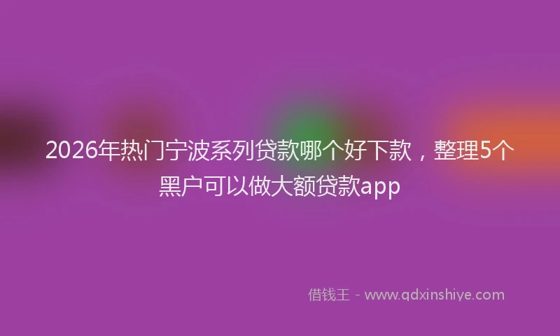 2026年热门宁波系列贷款哪个好下款,整理5个黑户可以做大额贷款app