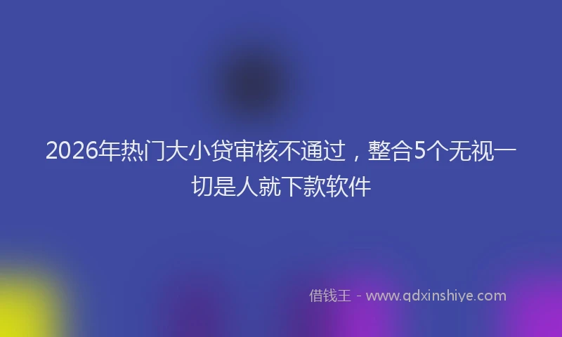 2026年热门大小贷审核不通过，整合5个无视一切是人就下款软件