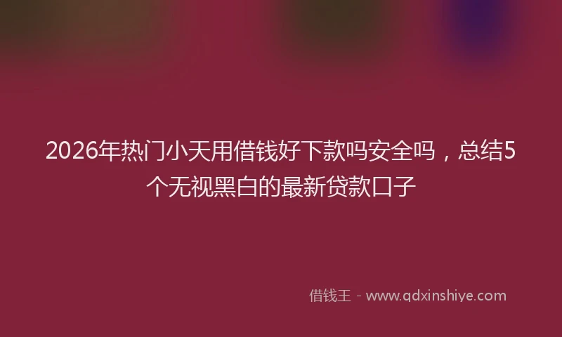 2026年热门小天用借钱好下款吗安全吗，总结5个无视黑白的最新贷款口子