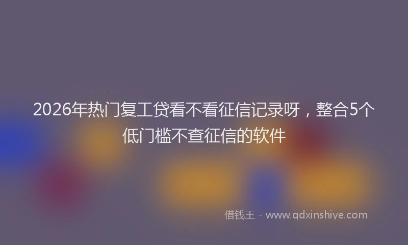 2026年热门复工贷看不看征信记录呀，整合5个低门槛不查征信的软件