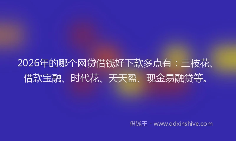 2026年的哪个网贷借钱好下款多点有：三枝花、借款宝融、时代花、天天盈、现金易融贷等。