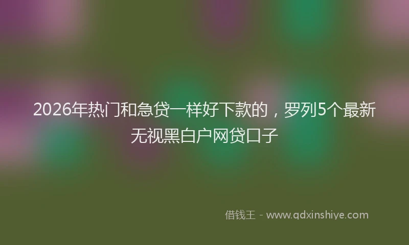 2026年热门和急贷一样好下款的，罗列5个最新无视黑白户网贷口子