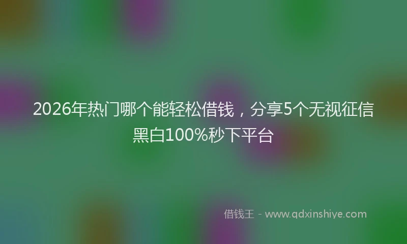 2026年热门哪个能轻松借钱，分享5个无视征信黑白100%秒下平台