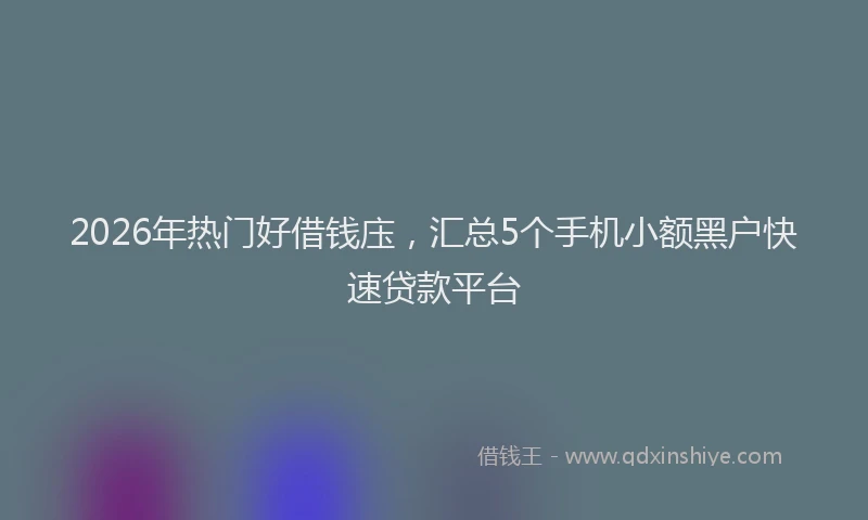 2026年热门好借钱庒，汇总5个手机小额黑户快速贷款平台