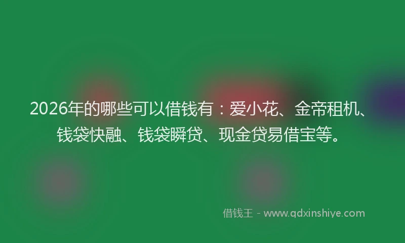 2026年的哪些可以借钱有：爱小花、金帝租机、钱袋快融、钱袋瞬贷、现金贷易借宝等。