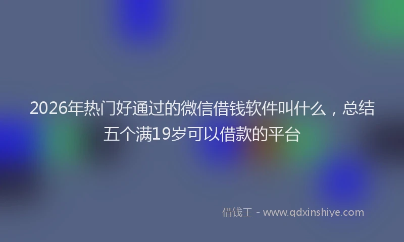 2026年热门好通过的微信借钱软件叫什么，总结五个满19岁可以借款的平台