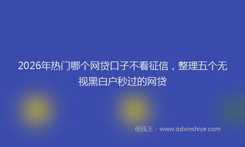 2026年热门哪个网贷口子不看征信，整理五个无视黑白户秒过的网贷