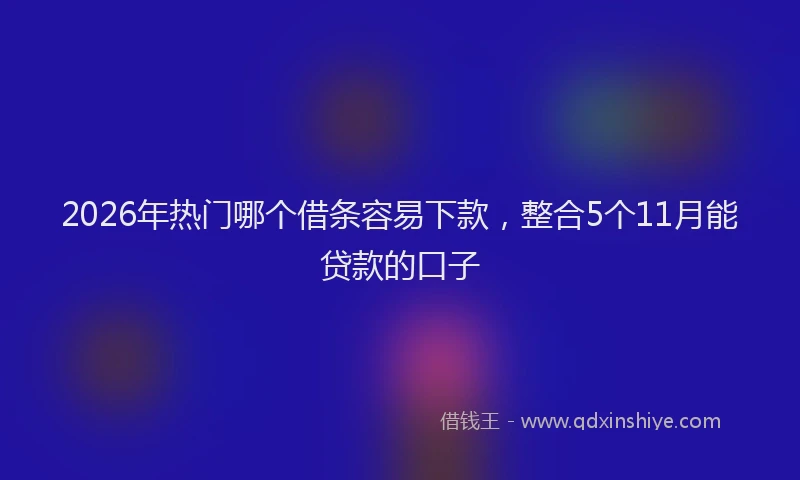 2026年热门哪个借条容易下款，整合5个11月能贷款的口子