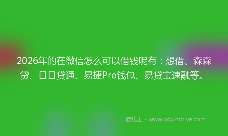 2026年的在微信怎么可以借钱呢有：想借、森森贷、日日贷通、易捷Pro钱包、易贷宝速融等。