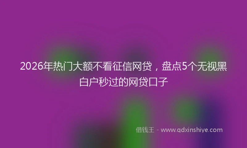 2026年热门大额不看征信网贷，盘点5个无视黑白户秒过的网贷口子