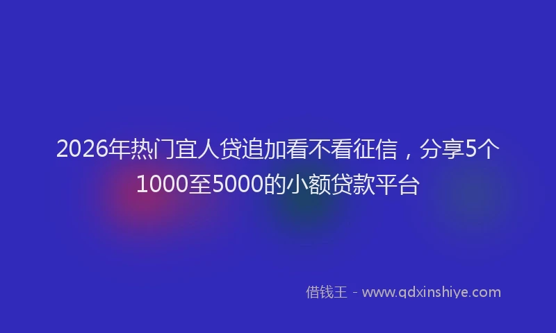 2026年热门宜人贷追加看不看征信,分享5个1000至5000的小额贷款平台