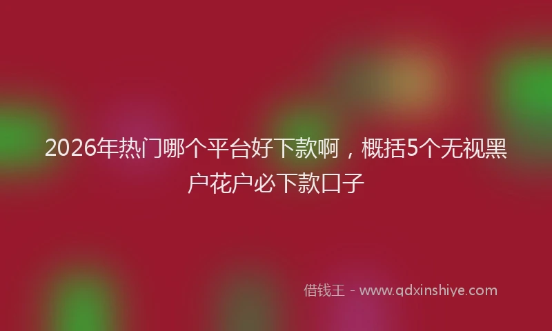 2026年热门哪个平台好下款啊，概括5个无视黑户花户必下款口子