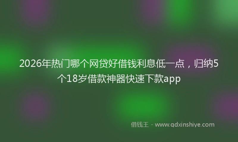 2026年热门哪个网贷好借钱利息低一点，归纳5个18岁借款神器快速下款app