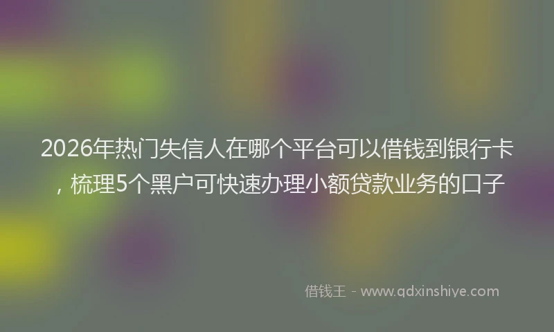 2026年热门失信人在哪个平台可以借钱到银行卡，梳理5个黑户可快速办理小额贷款业务的口子