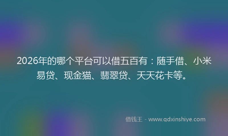 2026年的哪个平台可以借五百有：随手借、小米易贷、现金猫、翡翠贷、天天花卡等。