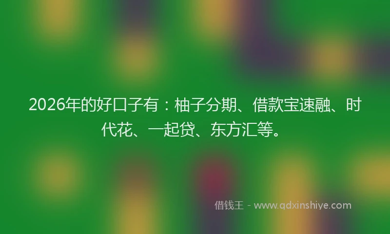 2026年的好口子有:柚子分期、借款宝速融、时代花、一起贷、东方汇等。