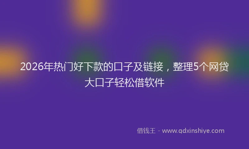 2026年热门好下款的口子及链接，整理5个网贷大口子轻松借软件