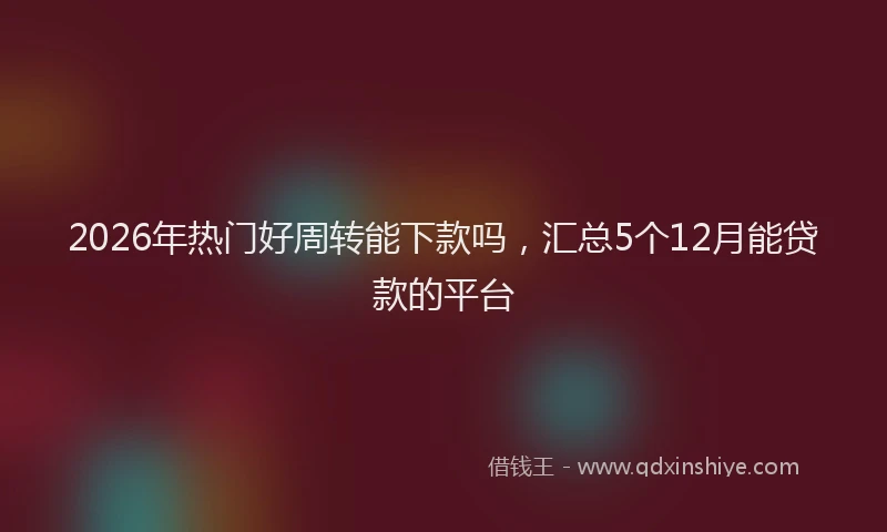 2026年热门好周转能下款吗，汇总5个12月能贷款的平台