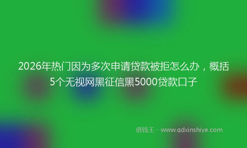 2026年热门因为多次申请贷款被拒怎么办，概括5个无视网黑征信黑5000贷款口子