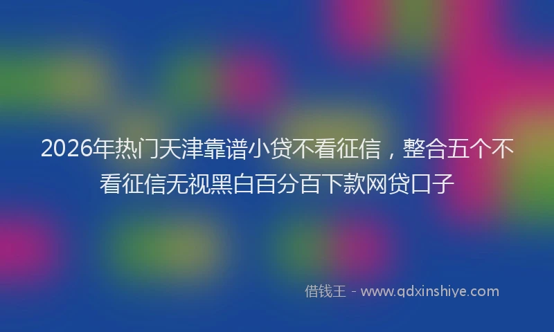 2026年热门天津靠谱小贷不看征信，整合五个不看征信无视黑白百分百下款网贷口子