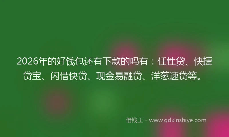 2026年的好钱包还有下款的吗有：任性贷、快捷贷宝、闪借快贷、现金易融贷、洋葱速贷等。