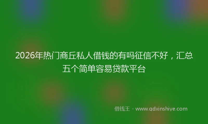 2026年热门商丘私人借钱的有吗征信不好，汇总五个简单容易贷款平台