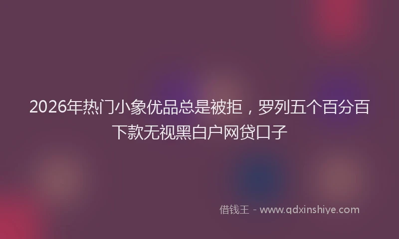 2026年热门小象优品总是被拒，罗列五个百分百下款无视黑白户网贷口子