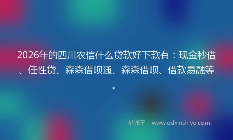 2026年的四川农信什么贷款好下款有：现金秒借、任性贷、森森借呗通、森森借呗、借款易融等。