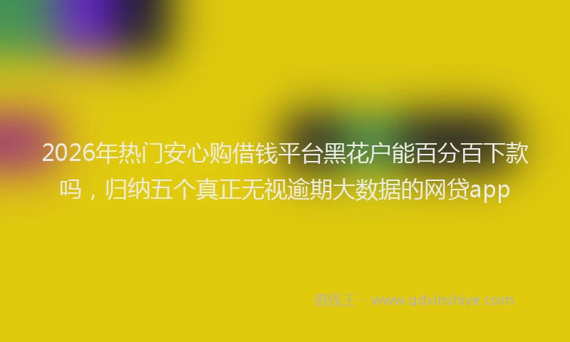 2026年热门安心购借钱平台黑花户能百分百下款吗,归纳五个真正无视逾期大数据的网贷app