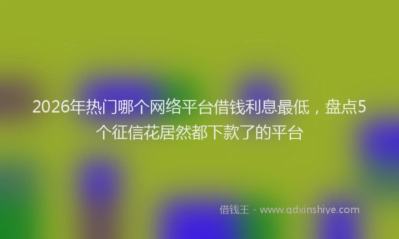 2026年热门哪个网络平台借钱利息最低，盘点5个征信花居然都下款了的平台