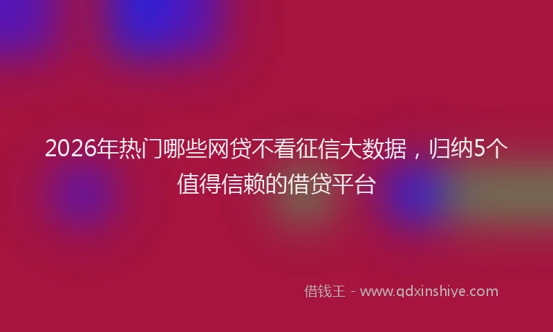 2026年热门哪些网贷不看征信大数据，归纳5个值得信赖的借贷平台