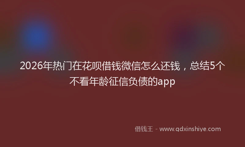 2026年热门在花呗借钱微信怎么还钱，总结5个不看年龄征信负债的app