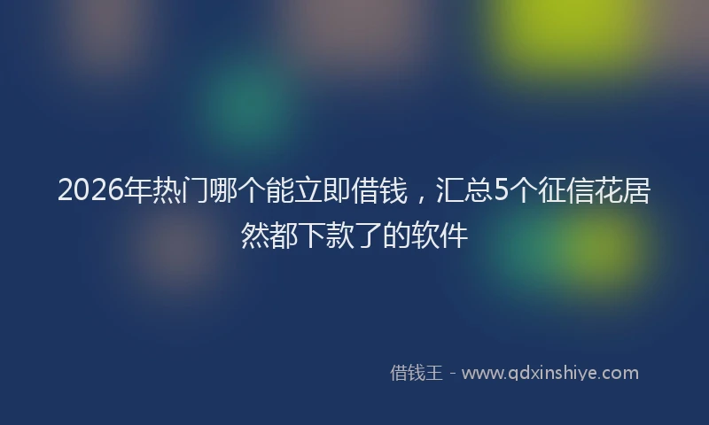 2026年热门哪个能立即借钱，汇总5个征信花居然都下款了的软件