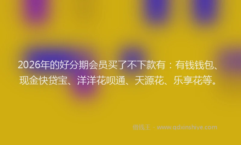 2026年的好分期会员买了不下款有：有钱钱包、现金快贷宝、洋洋花呗通、天源花、乐享花等。
